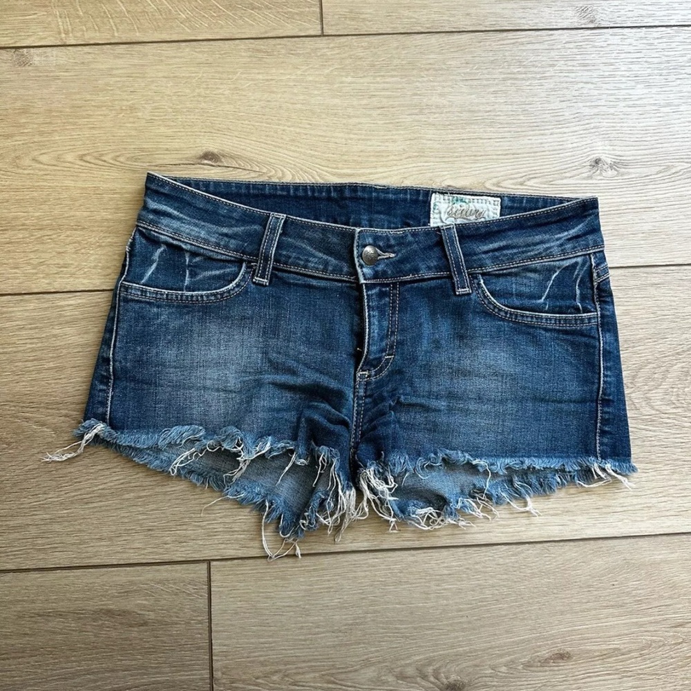 Siwy Blue Jean Shorts with Distressed Frayed Hem